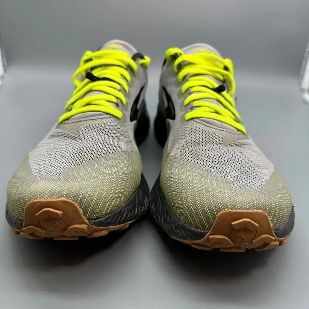 Brooks Catamount Men's Size 11.5 Trail Running Gray Yellow Laces Athletic Shoes
